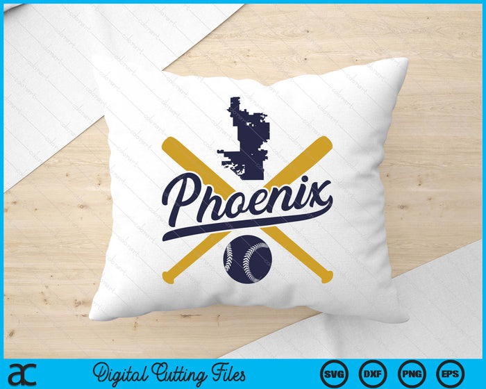 Phoenix Baseball Vintage Wisconsin Pride Love City SVG PNG Digital Cutting Files