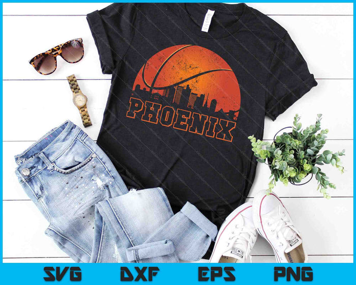 Phoenix Basketball AZ Arizona Skyline Sunset SVG PNG Cortando archivos imprimibles