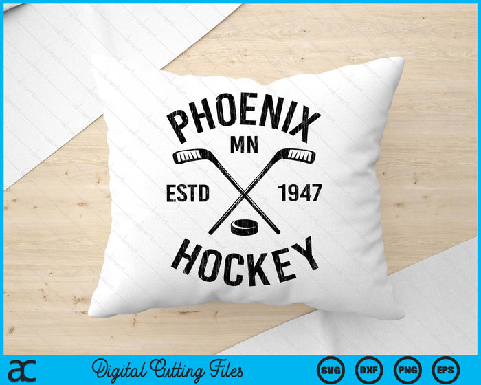 Phoenix Minnesota Ice Hockey Sticks Vintage Gift SVG PNG Digital Cutting Files