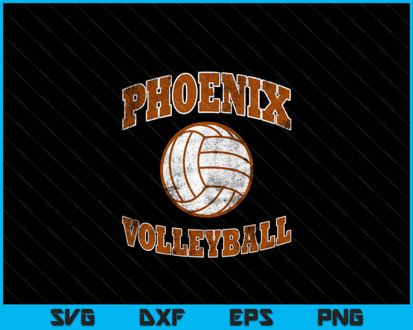 Phoenix Volleyball Vintage Distressed SVG PNG Digital Cutting Files