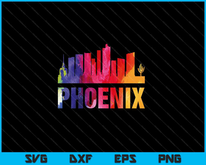 Phoenix aquarel skyline thuisstaat souvenir SVG PNG snijden afdrukbare bestanden