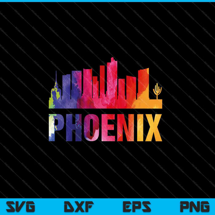 Phoenix aquarel skyline thuisstaat souvenir SVG PNG snijden afdrukbare bestanden
