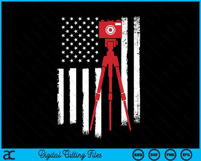 Photographer Gift - Distressed American Flag Photographer SVG PNG Digital Printable Files