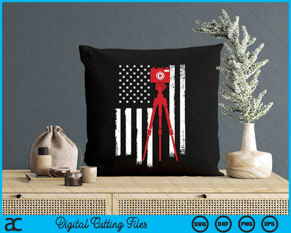 Photographer Gift - Distressed American Flag Photographer SVG PNG Digital Printable Files