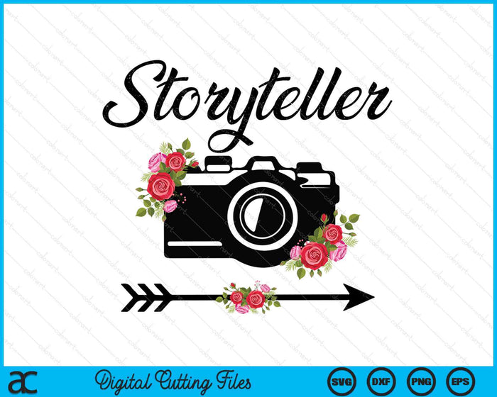 Photographer Story Plate Vintage Floral Camera Photography SVG PNG Digital Cutting Files