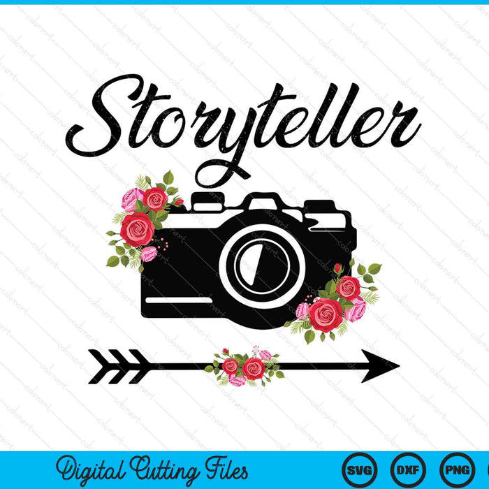 Photographer story plate vintage floral camera photography SVG PNG cut file for Cricut