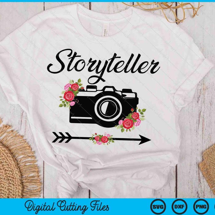 Photographer Story Plate Vintage Floral Camera Photography SVG PNG Digital Cutting Files