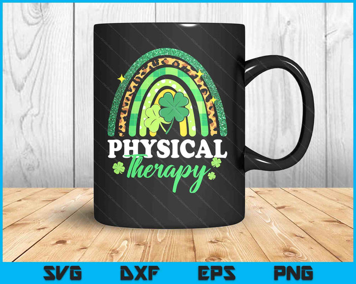 Physical Therapy St Patricks Day Rainbow Women Therapist SVG PNG Digital Printable Files