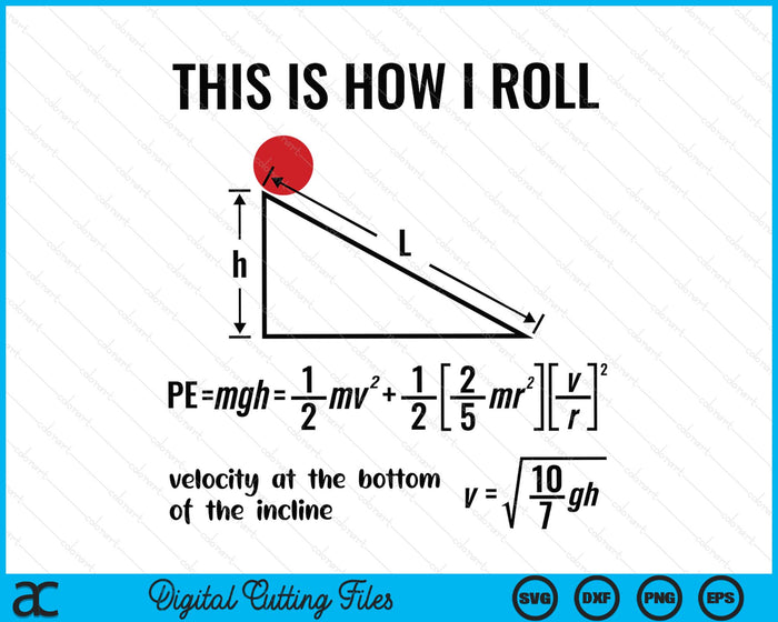Physicist Physics Velocity Equation This How I Roll SVG PNG Digital Printable Files