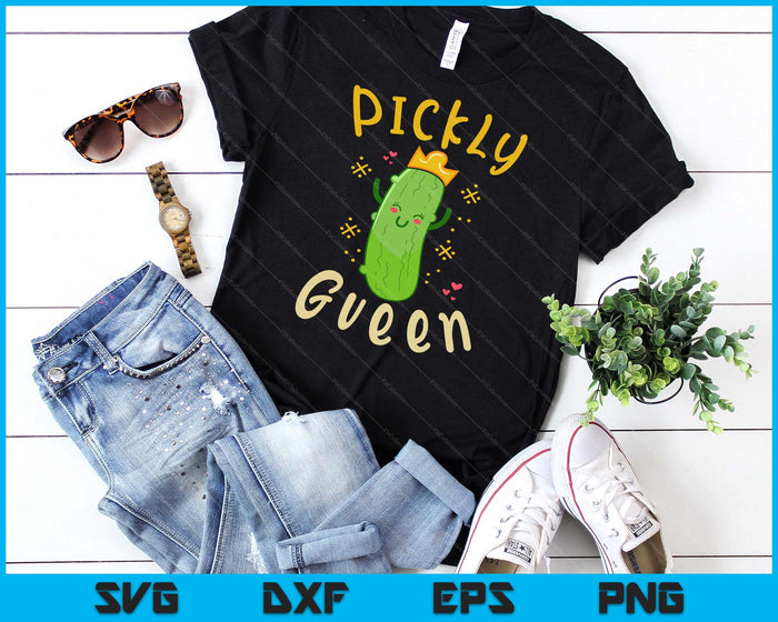Pickle Queen Vegan Funny Komkommer Plantaardige SVG PNG Digitale Snijbestanden
