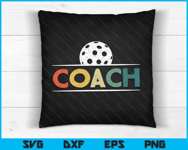 Pickleball Coach Regalos Vintage Ball Coaching SVG PNG Archivos de corte digital