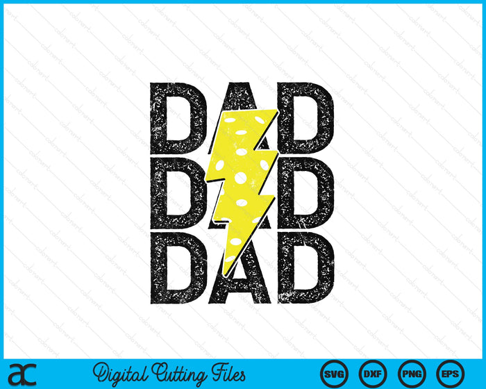 Pickleball Dad Distressed Lightning Bolt SVG PNG Digital Printable Files