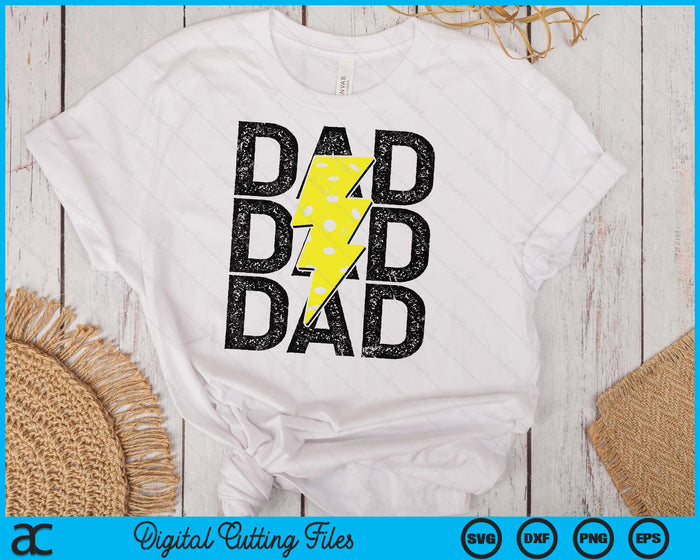 Pickleball Dad Distressed Lightning Bolt SVG PNG Digital Printable Files