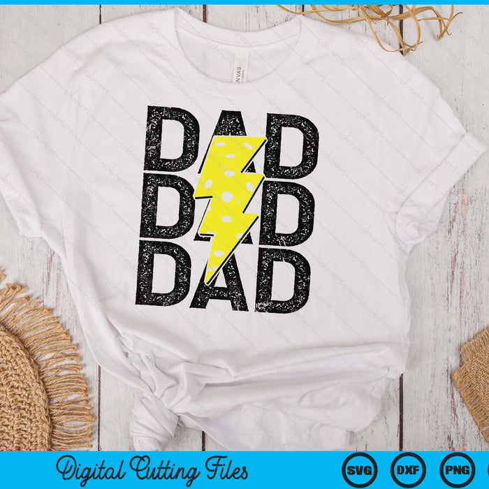 Pickleball Dad Distressed Lightning Bolt SVG PNG Digital Printable Files