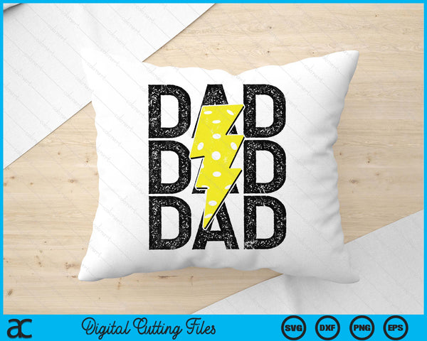 Pickleball Dad Distressed Lightning Bolt SVG PNG Digital Printable Files