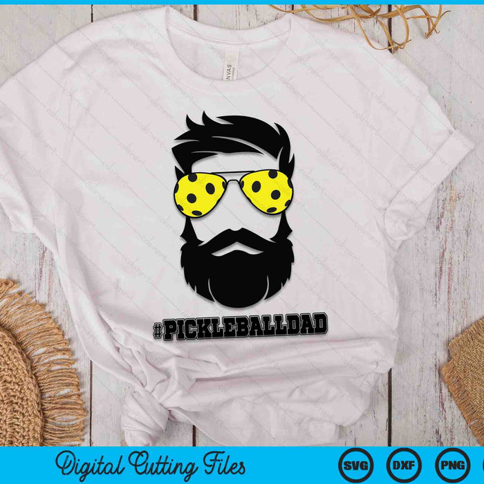 Pickleball papa met baard en coole zonnebril SVG PNG digitale afdrukbare bestanden