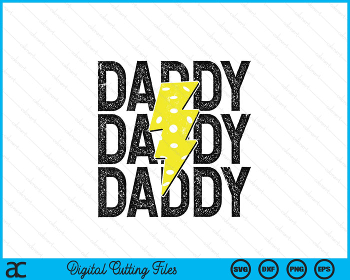 Pickleball Daddy Distressed Lightning Bolt SVG PNG Digital Printable Files