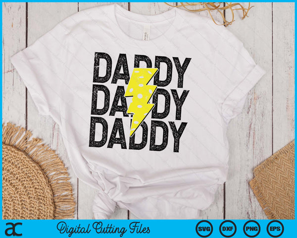 Pickleball Daddy Distressed Lightning Bolt SVG PNG Digital Printable Files