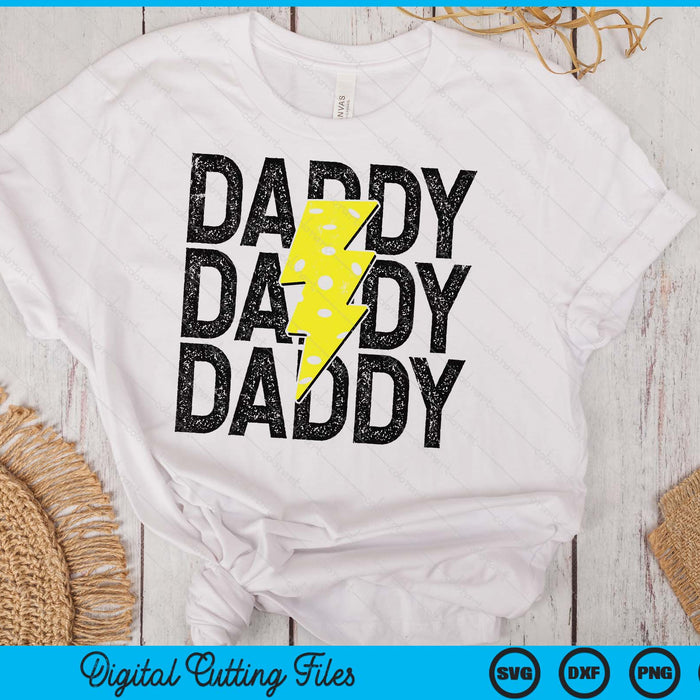 Pickleball Daddy Distressed Lightning Bolt SVG PNG Digital Printable Files