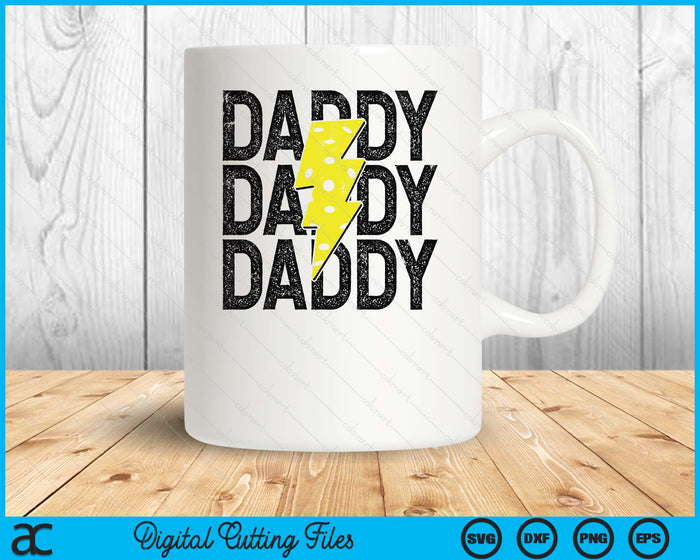 Pickleball Daddy Distressed Lightning Bolt SVG PNG Digital Printable Files