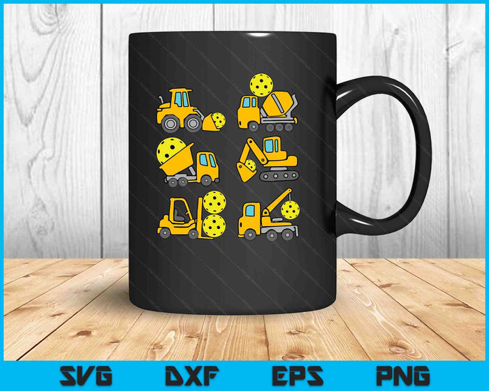 Pickleball Diggers Kids Construction Trucks Toddler Boys SVG PNG Digital Printable Files