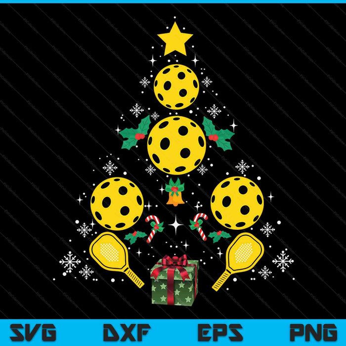 Pickleball equipment Christmas tree pickleball SVG cut file