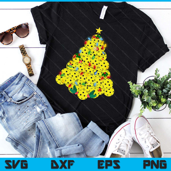 Pickleball Football Christmas Tree Xmas Pajamas Player Coach SVG PNG Digital Printable Files