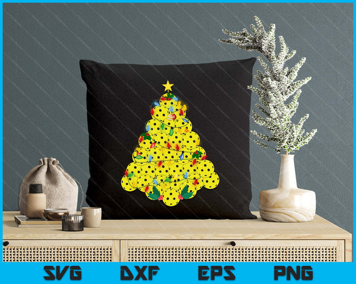 Pickleball Football Christmas Tree Xmas Pajamas Player Coach SVG PNG Digital Printable Files