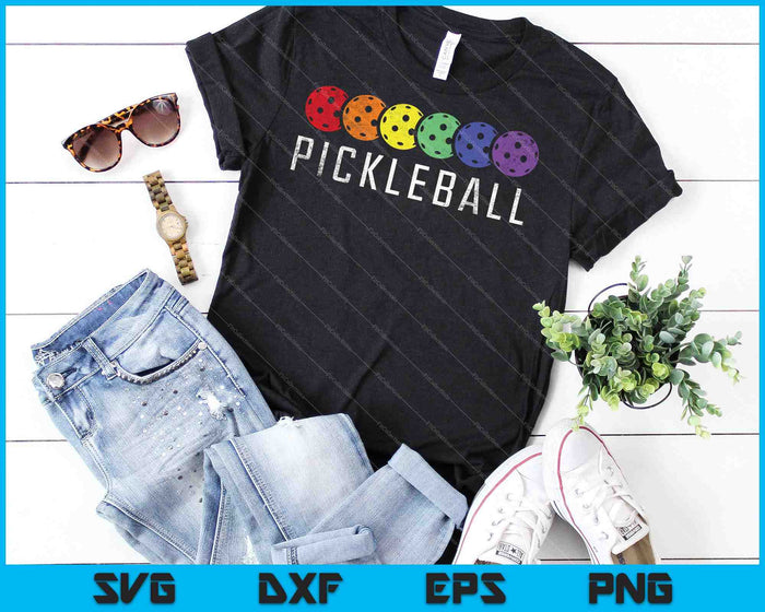 Pickleball Divertido Paddle Deportes Jugador Retro Vintage SVG PNG Cortando Archivos Imprimibles