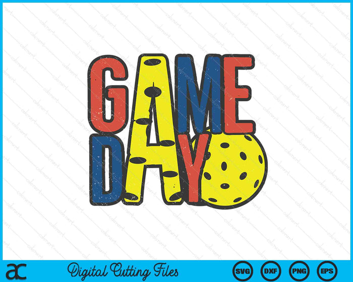 Pickleball Game Day Navy Blue And Red SVG PNG Digital Printable Files