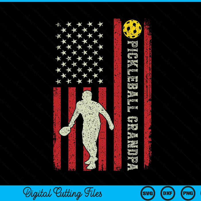 Pickleball grandpa US flag for grandpa SVG PNG cut file for Cricut