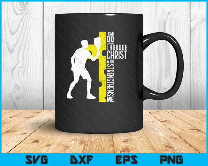 Pickleball I Can Do All Things Through Christ Who Strengthens Me Philippians 4-13 SVG PNG Digital Printable Files