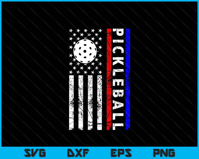 Pickleball Lovers 4th of July American Flag Pickle Ball USA SVG PNG Digital Printable Files
