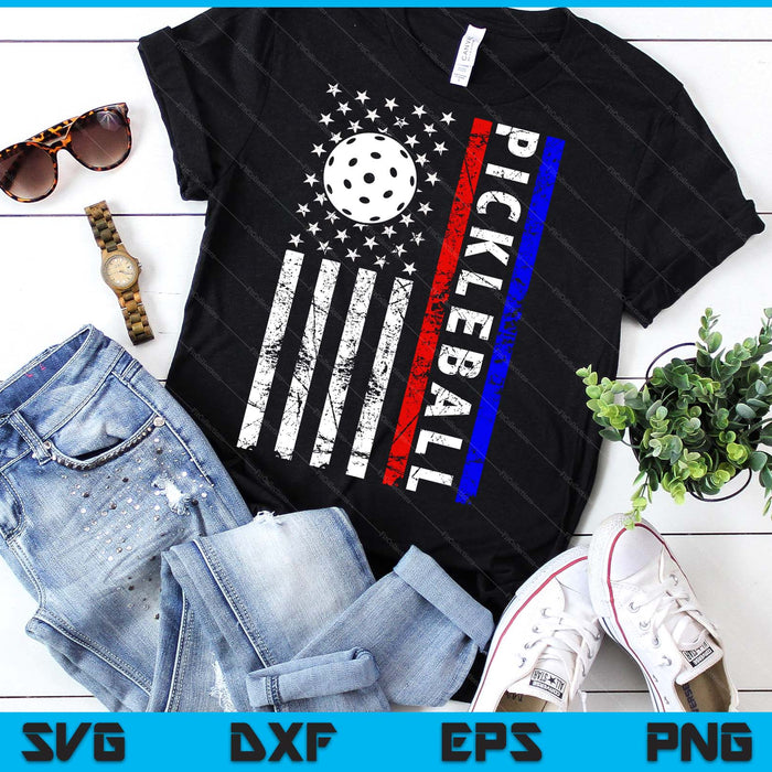 Pickleball Lovers 4th of July American Flag Pickle Ball USA SVG PNG Digital Printable Files