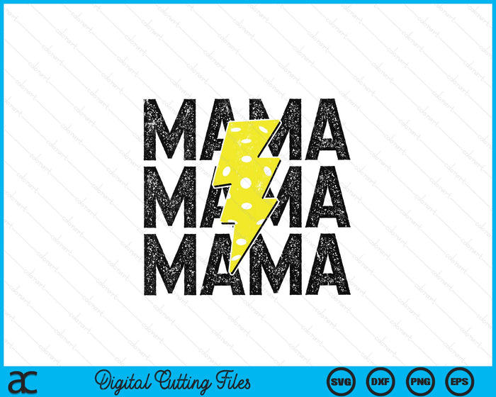 Pickleball Mama Distressed Lightning Bolt SVG PNG Digital Printable Files