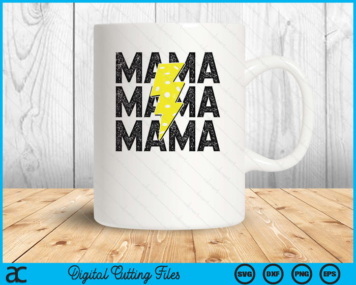 Pickleball Mama Distressed Lightning Bolt SVG PNG Digital Printable Files