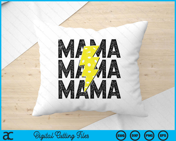 Pickleball Mama Distressed Lightning Bolt SVG PNG Digital Printable Files