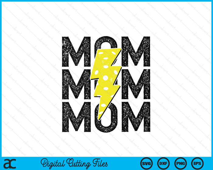 Pickleball Mom Distressed Lightning Bolt SVG PNG Digital Printable Files