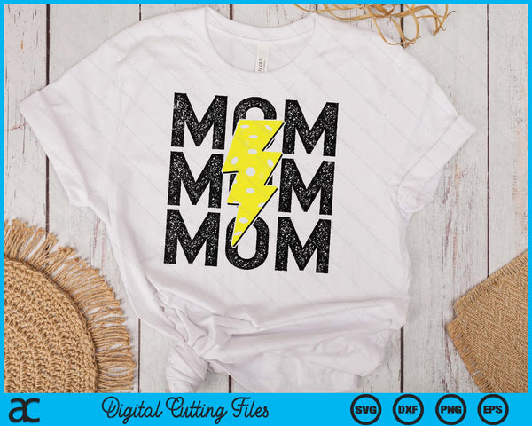 Pickleball Mom Distressed Lightning Bolt SVG PNG Digital Printable Files