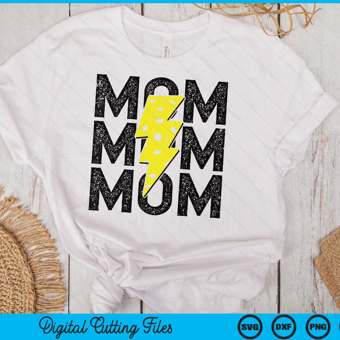 Pickleball Mom Distressed Lightning Bolt SVG PNG Digital Printable Files