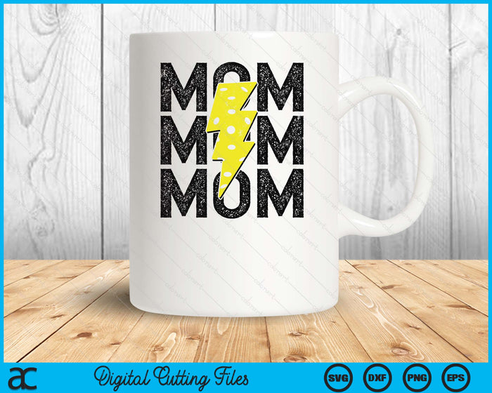 Pickleball Mom Distressed Lightning Bolt SVG PNG Digital Printable Files