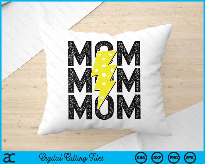 Pickleball Mom Distressed Lightning Bolt SVG PNG Digital Printable Files