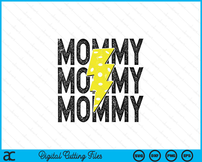 Pickleball Mommy Distressed Lightning Bolt SVG PNG Digital Printable Files