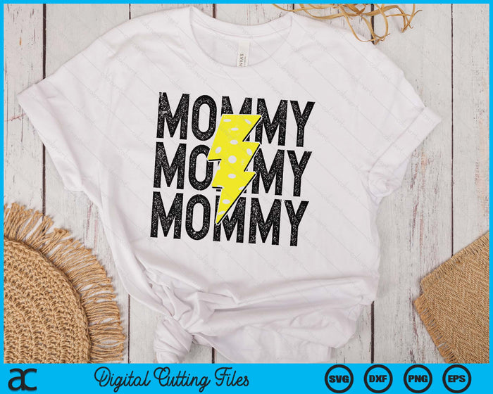 Pickleball Mommy Distressed Lightning Bolt SVG PNG Digital Printable Files