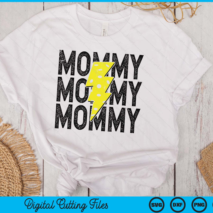 Pickleball Mommy Distressed Lightning Bolt SVG PNG Digital Printable Files