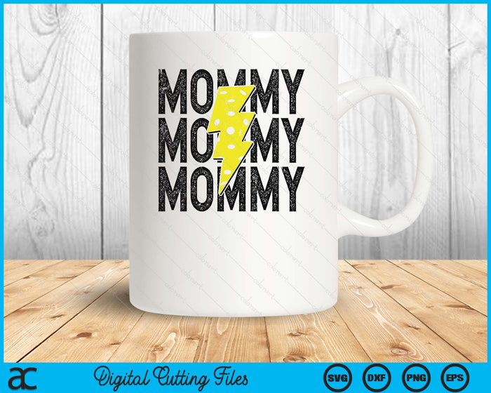 Pickleball Mommy Distressed Lightning Bolt SVG PNG Digital Printable Files