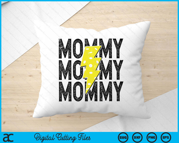 Pickleball Mommy Distressed Lightning Bolt SVG PNG Digital Printable Files