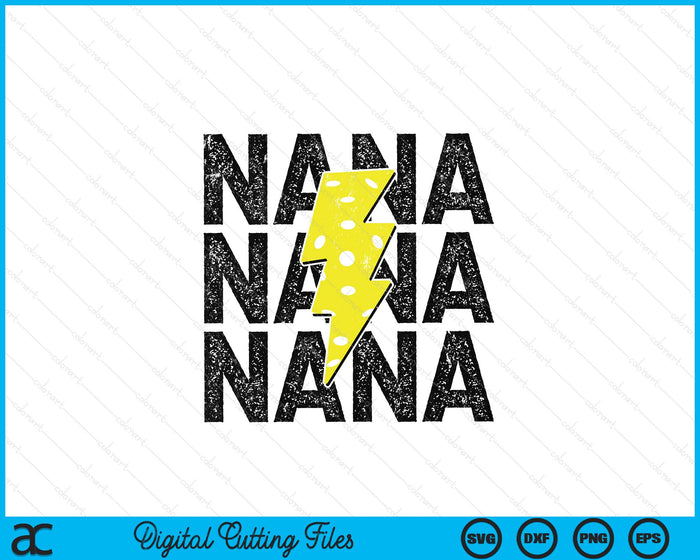 Pickleball Nana Distressed Lightning Bolt SVG PNG Digital Printable Files