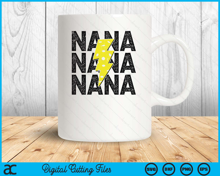 Pickleball Nana Distressed Lightning Bolt SVG PNG Digital Printable Files