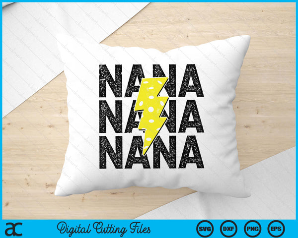 Pickleball Nana Distressed Lightning Bolt SVG PNG Digital Printable Files